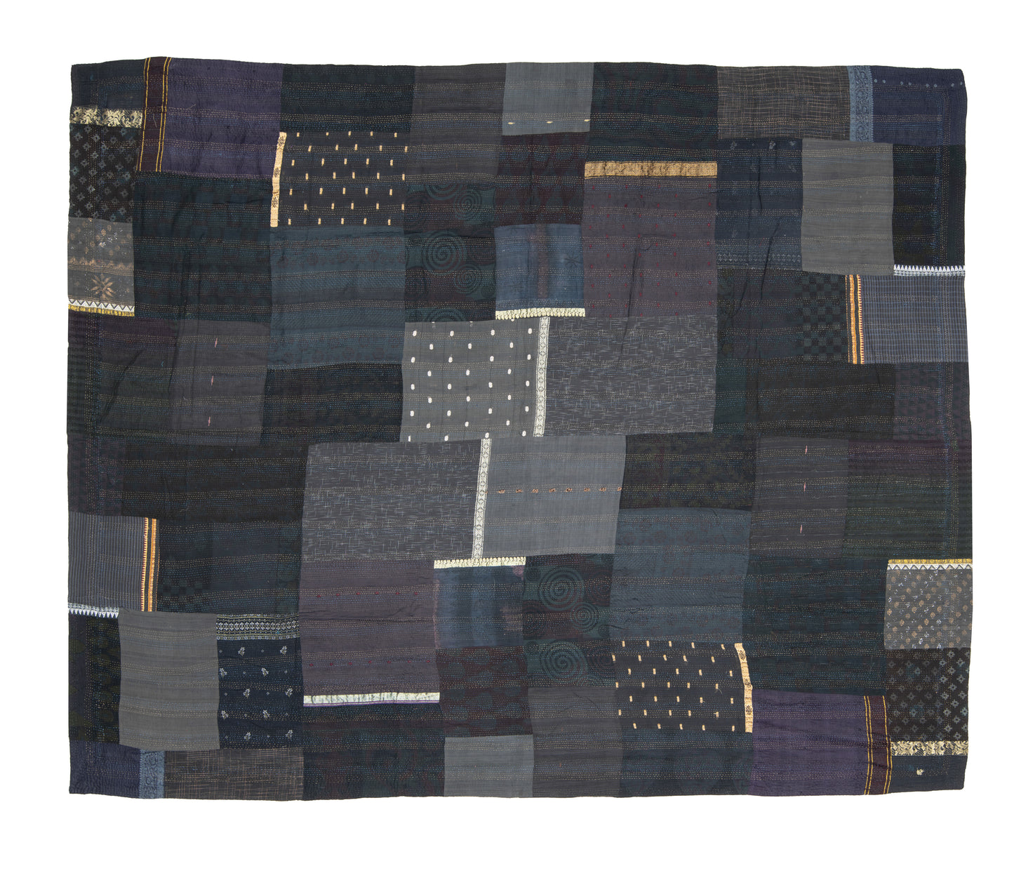 WS2970-BLK / COTTON SILK SW PATCH KANTHA -BLK- (AVAILABLE JACKETS)