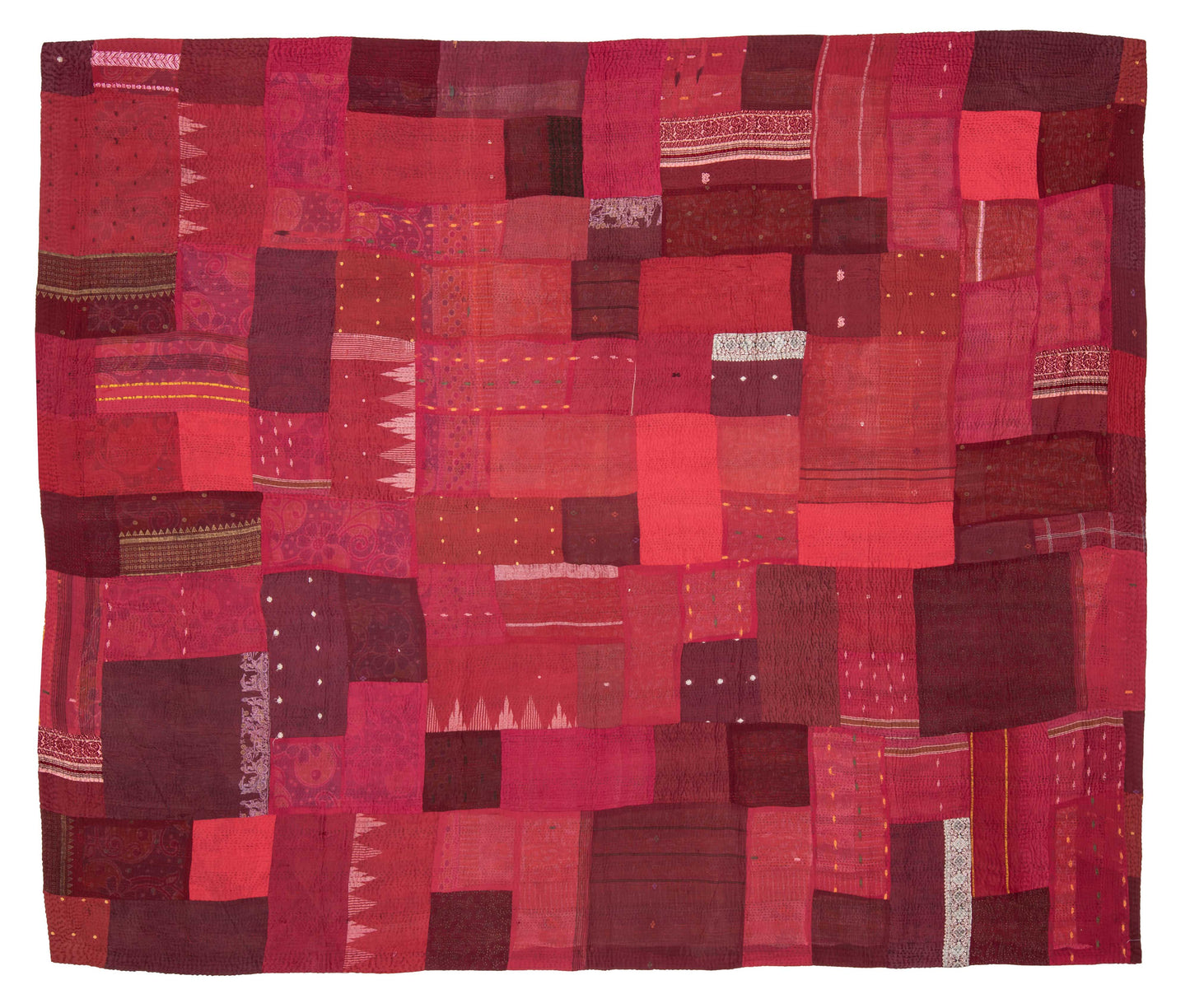WS4970-RED / COTTON SILK SW PATCH KANTHA -RED- (AVAILABLE JACKETS)