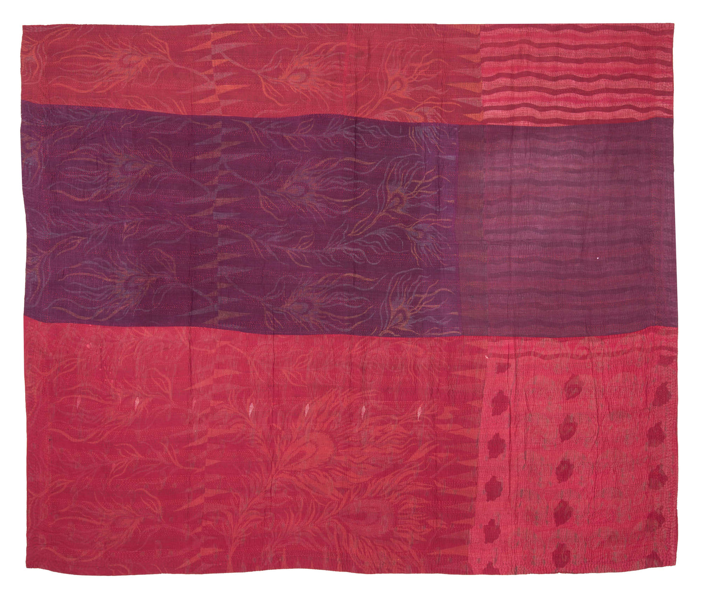 WS4970-RED / COTTON SILK SW PATCH KANTHA -RED- (AVAILABLE JACKETS)