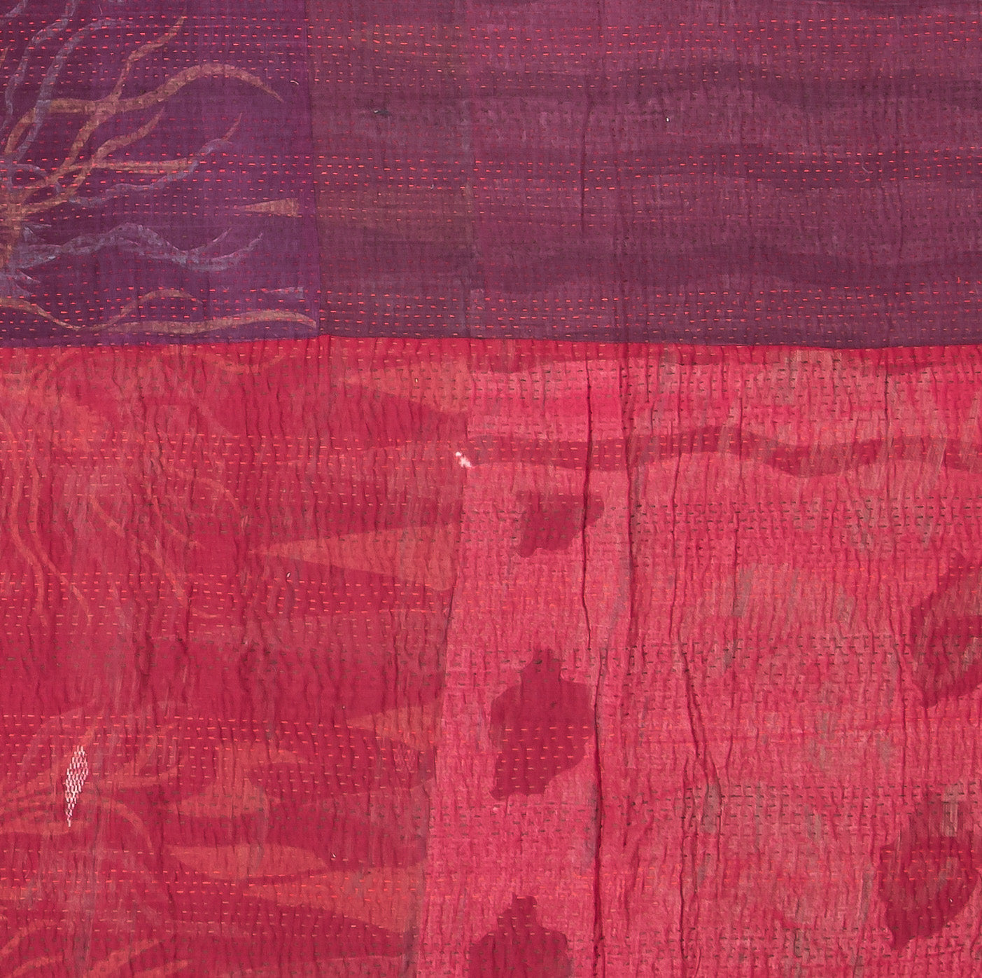 WS4970-RED / COTTON SILK SW PATCH KANTHA -RED- (AVAILABLE JACKETS)